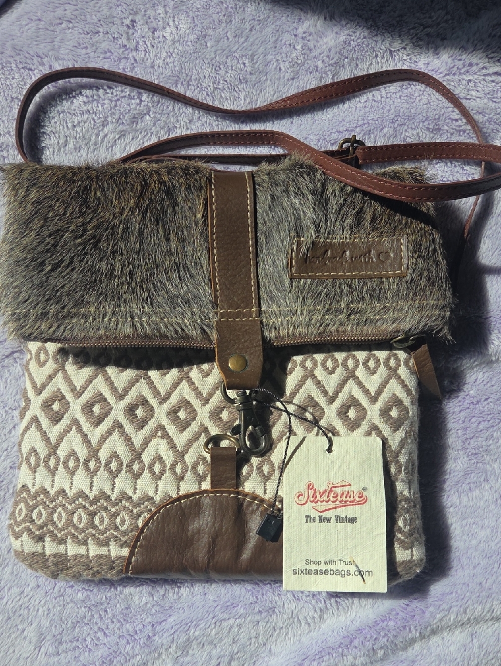 Sixtease Ramona Small Crossbody Bag with Genuine Hair On Cowhide